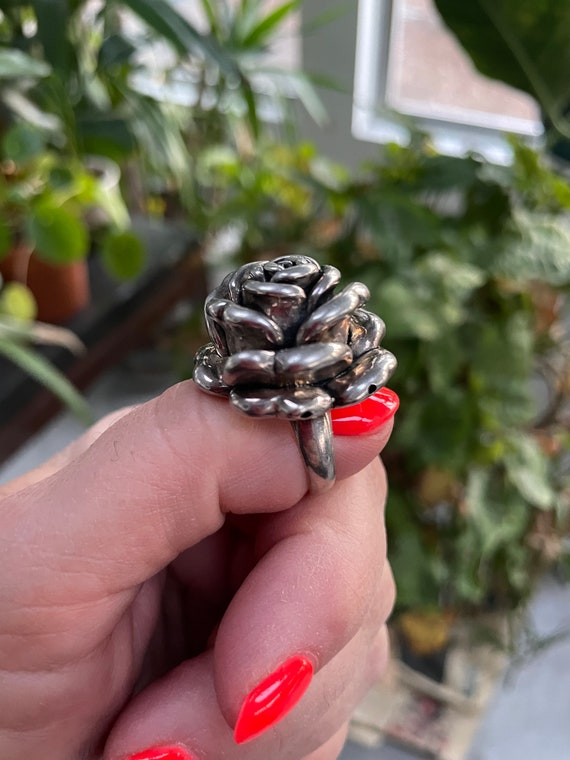 Sterling silver Rose Large Statement Ring - Vinta… - image 9
