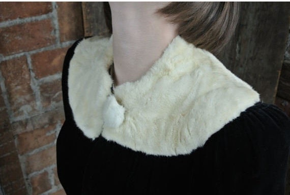 1920s Ermine Velvet Coat/ Glass Button/ Black 20s