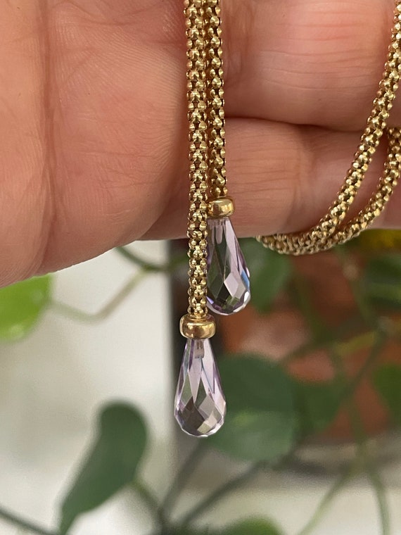 14k Gold Amethyst Pendant Slide Necklace Dangle la