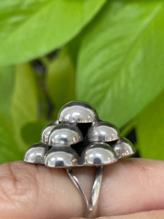 ON HOLD. Sterling silver Ring Bubble Dome Mid Cen… - image 3