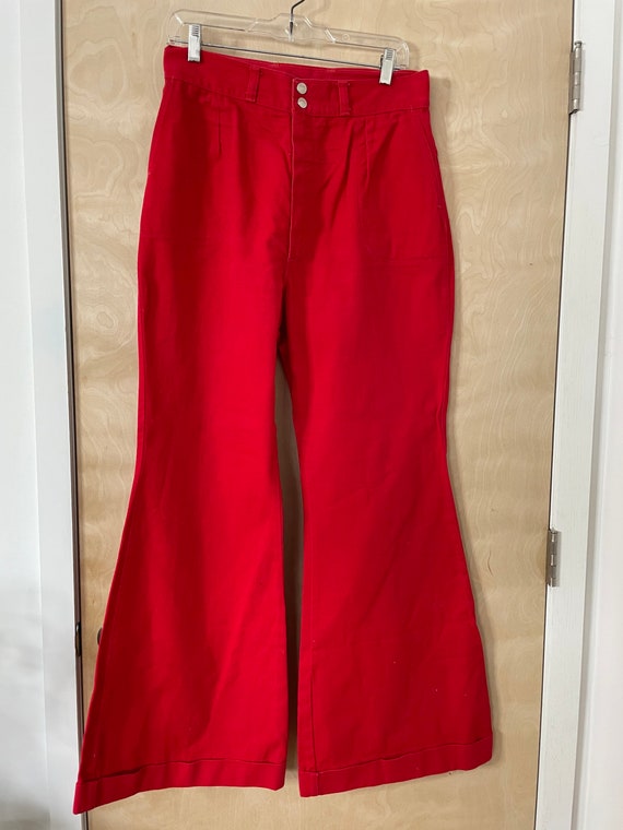 1960S Red Wrangler Wide Bell bottom Jeans - Dunga… - image 6