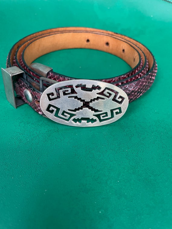 Vintage Sterling Silver Snake Skin Belt Mexican B… - image 6