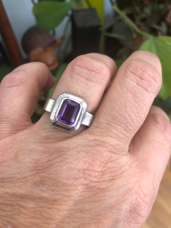Sterling silver Ring. Amethyst Stone Ring - Moder… - image 2