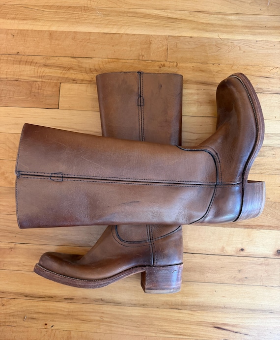 Frye, Vintage Frye 14L Campus Boots Brown Black label 1970s size 9D