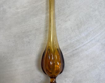 Art Glass Vase Viking MCM Amber Swung Mid Century Modern 1960s