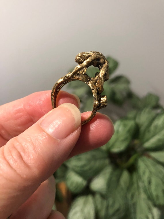 Gold Erotica Brutalist Ring