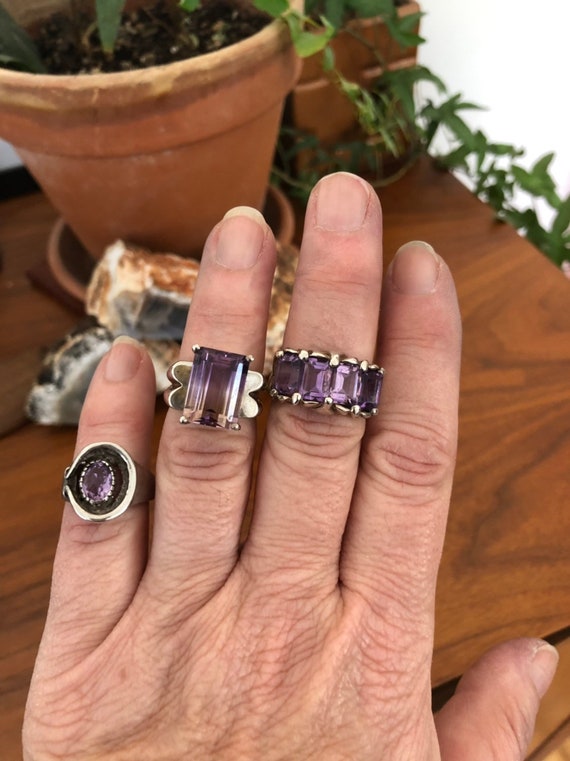 Sterling silver Ring. Amethyst Stone Ring - Moder… - image 8