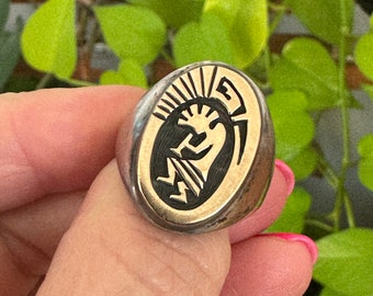 Native American Navajo 14 Karat Gold & Sterling silver Kokopelli Mens
