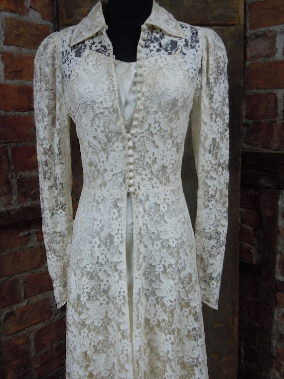 1930s Wedding Gown  Lace Wedding  Dress  Button -… - image 5