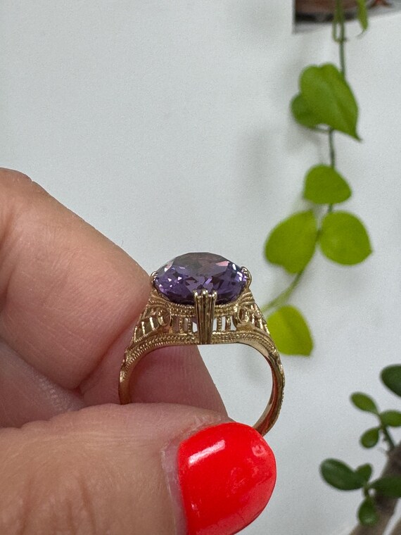 14K Gold Amethyst RING  Statement Ring Cocktail R… - image 6