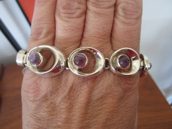 Sterling SIlver amethyst Bracelet Mexican Taxco
