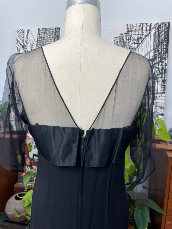 1960s Dress - BOW Bodice- Little Black Net Sleeve… - image 6