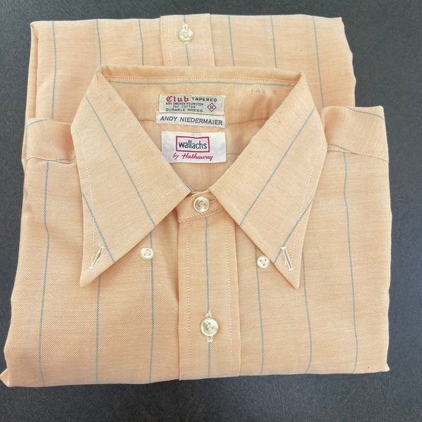 1970's Men's Button Down Shirt Dead stock NOS 14.5 Collar Wallachs by Hathaway