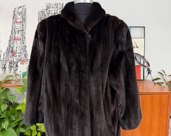 Mink Coat French Hem Soft Supple Black XL