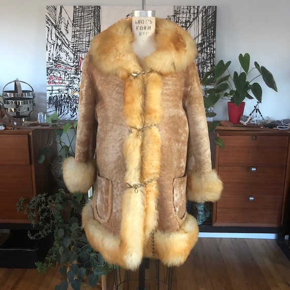 1960s shearling penny lane jacket coat XL