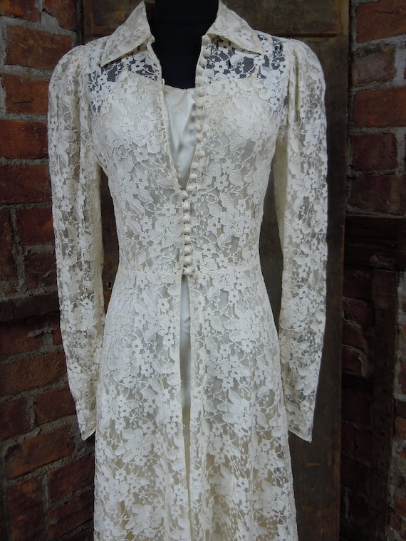 1930s Wedding Gown  Lace Wedding  Dress  Button -… - image 7