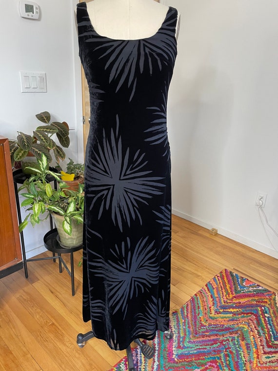 Vintage 1990s Escada Dress / Black Burn out Dress… - image 2