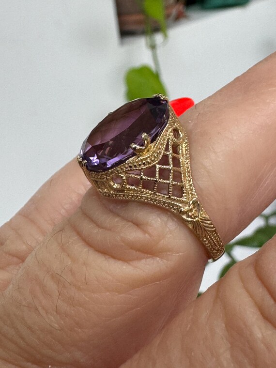14K Gold Amethyst RING  Statement Ring Cocktail R… - image 3