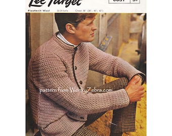 Mans retro sixties jacket cardigan crochet pattern Nehru jacket Vintage mod menswear man’s Crochet Pattern PDF 941 from WonkyZebra