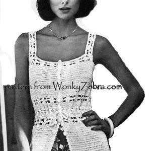 Vintage Crochet camisole tank top summer blouse crochet top Pattern PDF 838 granny square from WonkyZebra image 2