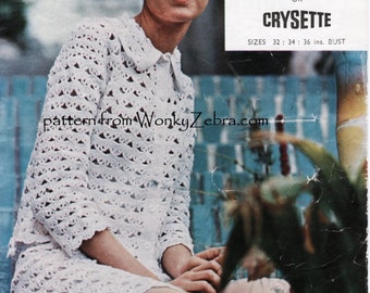 Vintage sixties Twiggy Crochet Suit Quick Crocheting Skirt Jacket Crochet Pattern PDF 832 from WonkyZebra