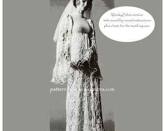 Crochet Dress Pattern  Vogue Wedding Dress PDF 174 from WonkyZebra