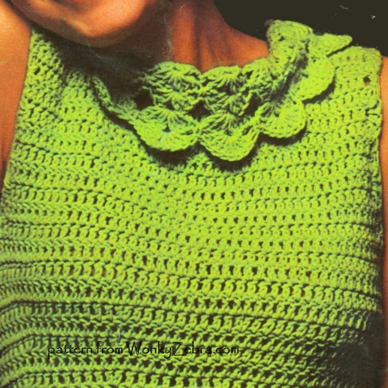 Vintage Crochet Green Goddess Dress Pattern PDF 409 from WonkyZebra image 4