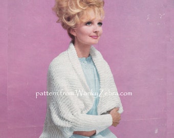 Knitted Bed Jacket knit Shrug Vintage Knitting Pattern PDF 961 from WonkyZebra