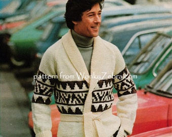 Starsky style Jacket Cardigan Raglan sleeve Vintage Knit Pattern PDF 830 knitting from WonkyZebra