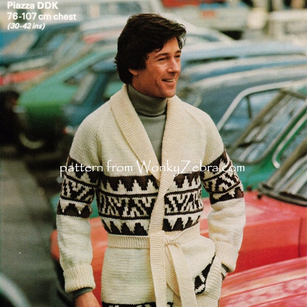 Starsky style Jacket Cardigan Raglan sleeve Vintage Knit Pattern PDF 830 knitting from WonkyZebra