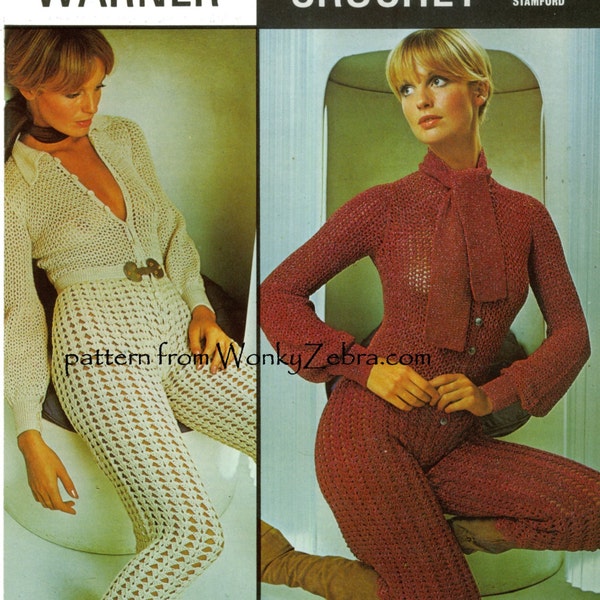 Vintage Crochet Gaucho Trouser Pants Suit Pattern PDF 616 from WonkyZebra