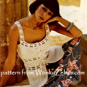 Vintage Crochet camisole tank top summer blouse crochet top Pattern PDF 838 granny square from WonkyZebra image 1