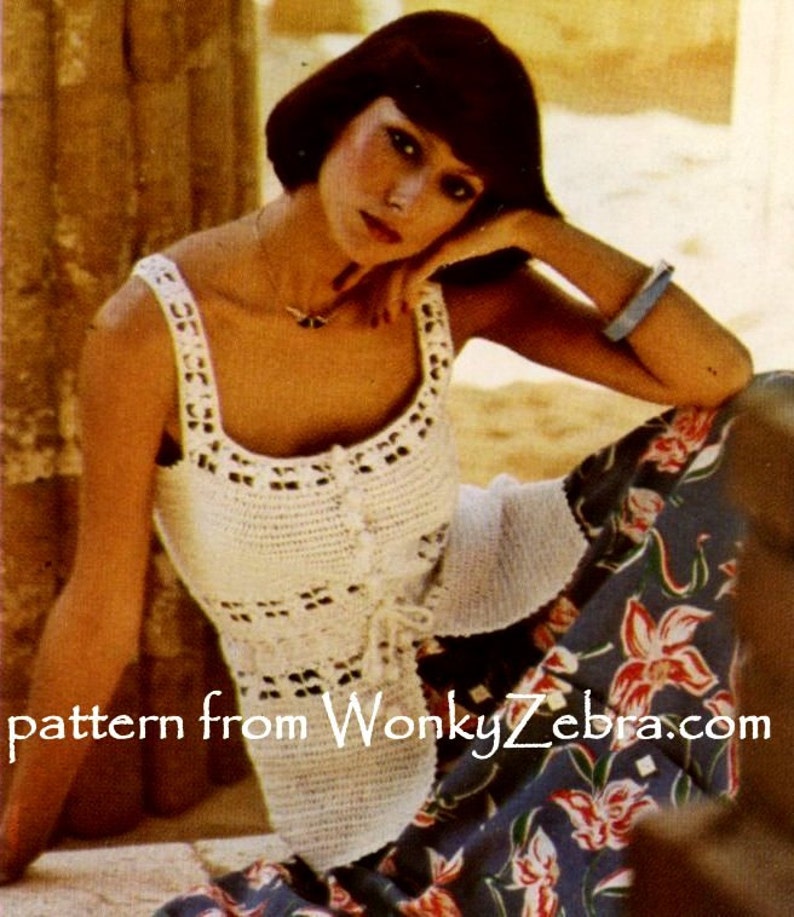 Vintage Crochet camisole tank top summer blouse crochet top Pattern PDF 838 granny square from WonkyZebra image 1