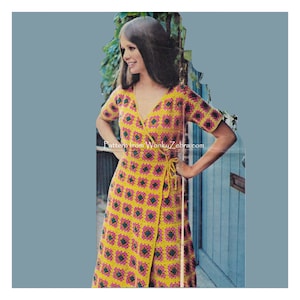 Grandma Square Jacket Dress and Cap Boho Haak 70s Vintage Haakpatroon PDF Z1223 van WonkyZebra