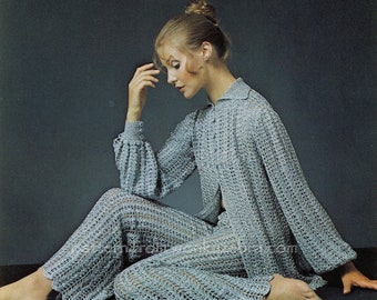 Crochet Evening Swing Jacket Pantsuit with  PDF Vintage Pattern 336 from WonkyZebra