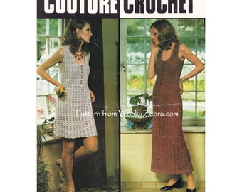 Crochet Dress Front Buttoned Empire Line Vintage Crochet Pattern PDF Z1095 from WonkyZebra