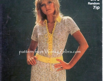 May include: A crochet pattern for a white and yellow crochet top and shorts set. The pattern is from Sirdar and is number 5170. The pattern is called "Random" and costs 7 pence.