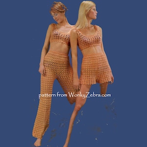 Crochet Hot Pants Trousers Vintage Pattern PDF 672 from WonkyZebra