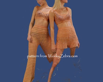 Crochet Hot Pants Trousers Vintage Pattern PDF 672 from WonkyZebra
