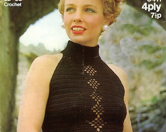 Vintage Crochet Pattern 227 PDF Diamond Halter Top from WonkyZebra