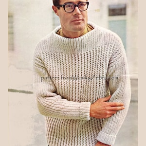 Mans Knitted Pullman Sweater PDF Pattern 323 from WonkyZebra