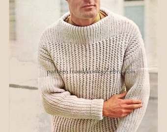 Mans Knitted Pullman Sweater PDF Pattern 323 from WonkyZebra
