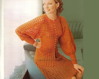 Skirt Suit Crochet Vintage 1970s Pattern PDF 287 from WonkyZebra