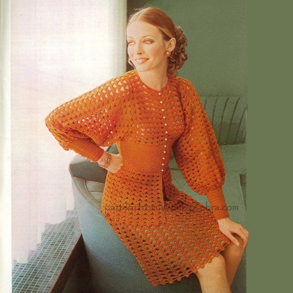 Skirt Suit Crochet Vintage 1970s Pattern PDF 287 from WonkyZebra