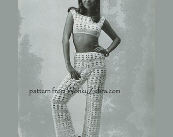 Vintage Crochet Pattern 233 PDF Trouser Pants Suit from WonkyZebra