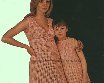 Vintage Crochet Pattern 124 PDF Mother Daughter Dress from WonkyZebra