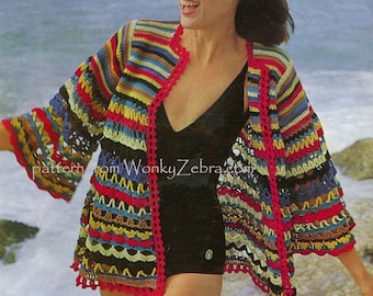 vintage crochet stash buster cover up jacket  emailed pattern PDF 442 from WonkyZebra