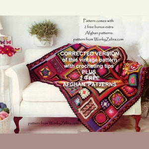 Crochet Blanket Pattern 195 PDF Afghan Granny Blanket plus BONUS Tutorial from WonkyZebra image 3