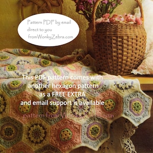 Vintage afghan blanket Crochet Pattern 224 emailed PDF  from WonkyZebra