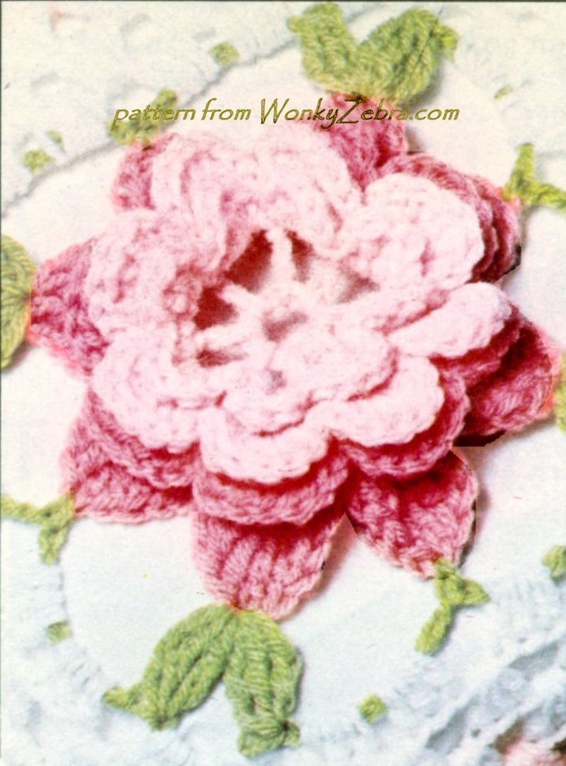 Virkat överkast i vintage-stil med rosenmönster i PDF-format och bonusblomma-handledning 299 från WonkyZebra bild 2